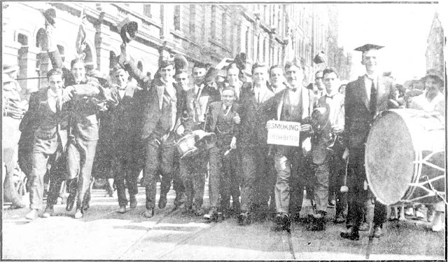 Snapshots of Street Scenes in Sydney Following the Official News of the Armistice - November 1918 - A Group of Sydney University Students