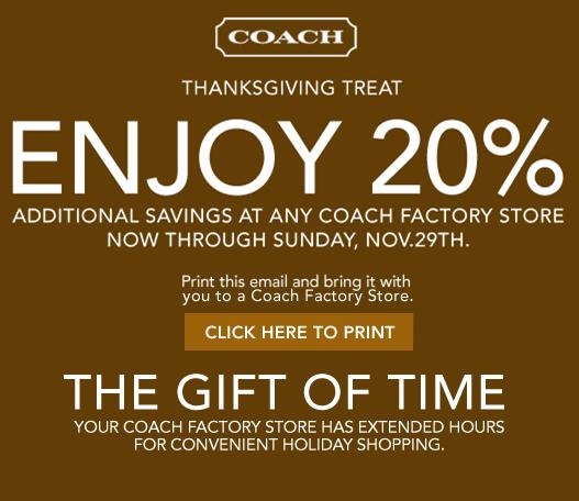 Cash Cowan: Coach Outlet Coupon - 20% Off Through 1129