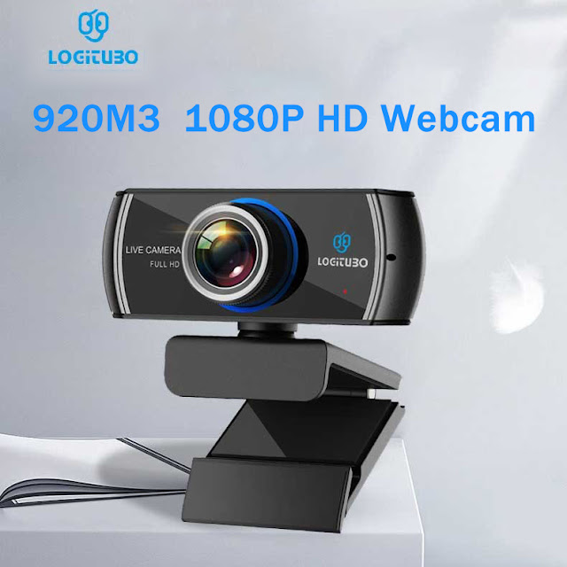 Bakeey 1080P HD 100 Wide Angle USB Webcam Conference Live Manual Focus Beatify Function Computer Camera Built-in Dual Noise Reduction Microphone for PC Laptop 