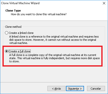 VMWare: Workstation clonar desde un snapshot