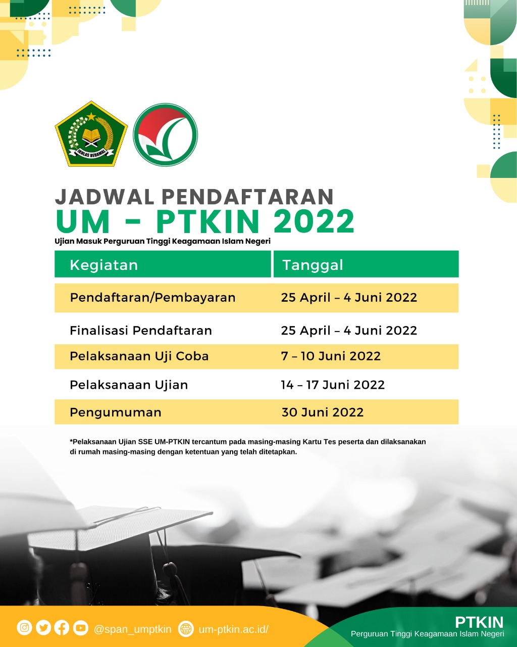 Pendaftaran UM-PTKIN 2022 telah dibuka, berikut syarat dan cara pendaftarannya