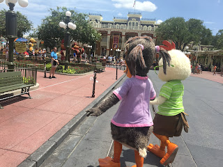 Chicken Little and Abby Mallard in Town Square Walt Disney World