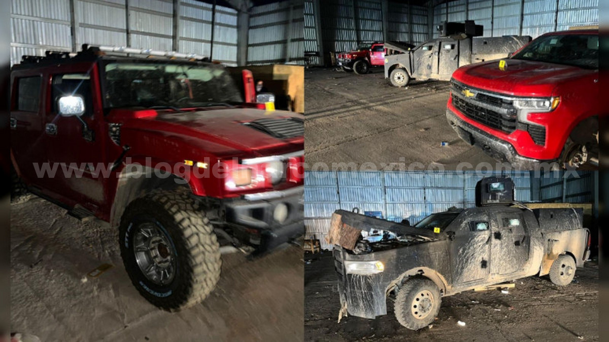 Aseguran narco taller donde fabricaban y reparaban vehículos monstruos que participaban en los "Topones" en Sonoyta, Sonora