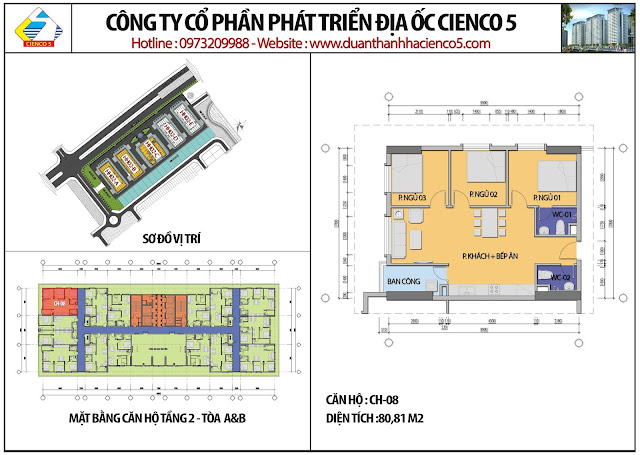 Mặt bằng căn hộ CH08 tầng 3-18 tòa HH02A&B