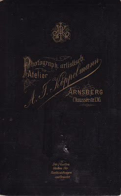 Carte de visite by A.J. Köppelmann, Arnsberg, back