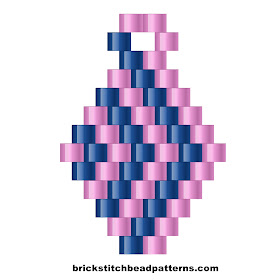 Free beginner brick stitch seed bead earring pattern color chart.