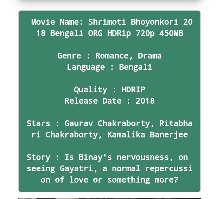 Shrimoti Bhoyonkori 2018 Bengali ORG HDRip 720p 450MB