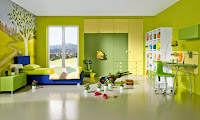 dormitorio color verde amarillo