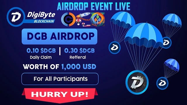 DigiByte Airdrop Pool of $1K USD in $DGB Token Free