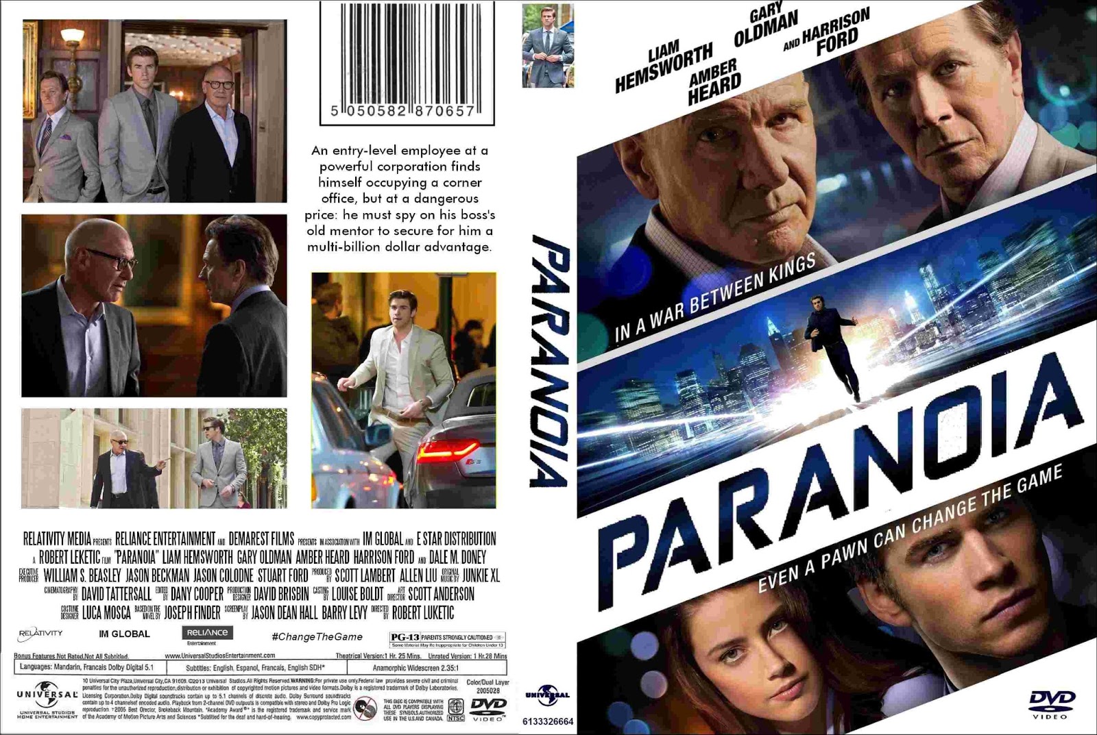 Paranoia 2013 DVD Cover