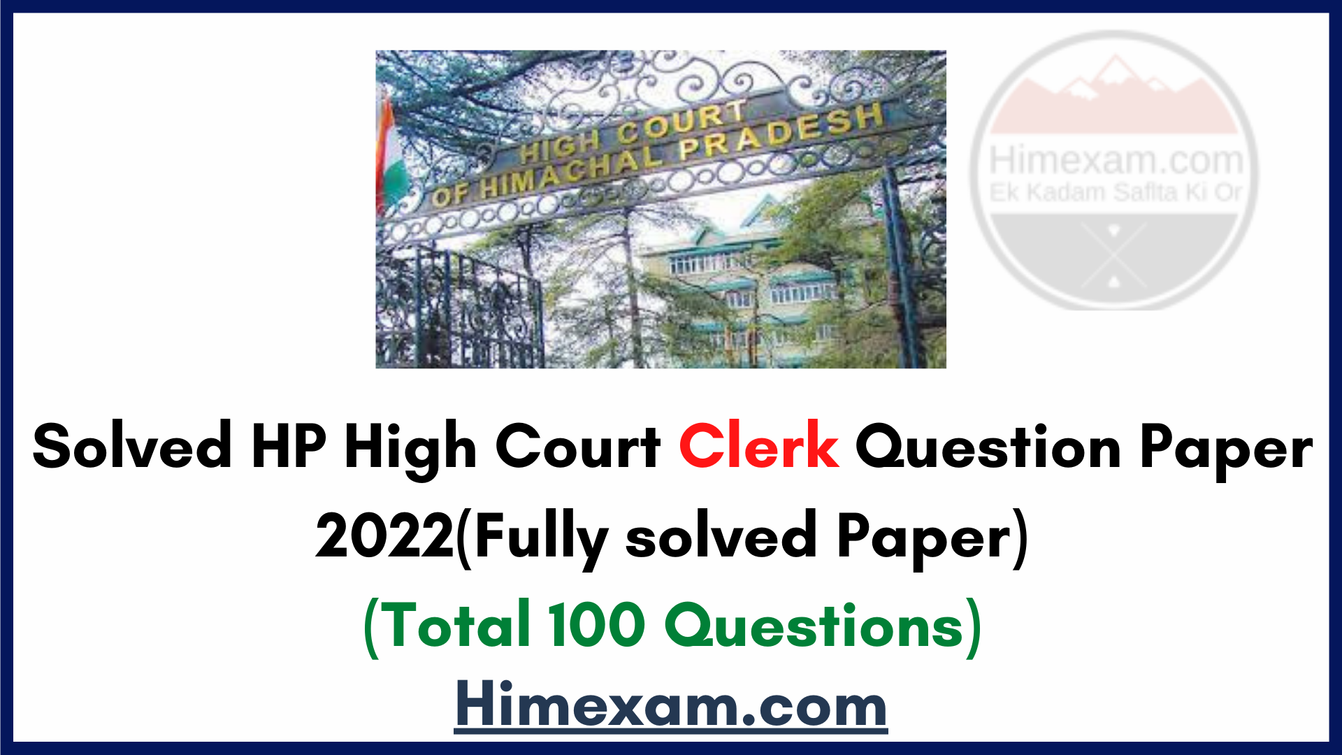 Solved HP High Court Clerk Question Paper 2022