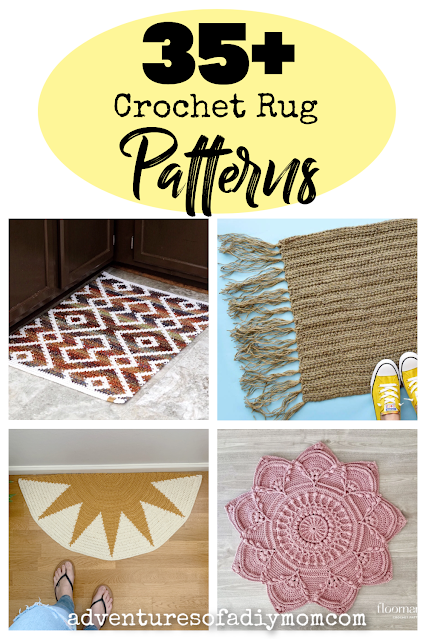 collage of crochet rug patterns