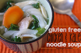 Close up of Gluten Free Chicken & Kale Noodle Soup | Anyonita Nibbles