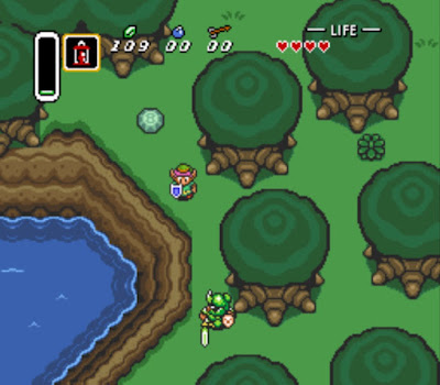 Exploring the overworld while fighting (or avoiding) enemies.
