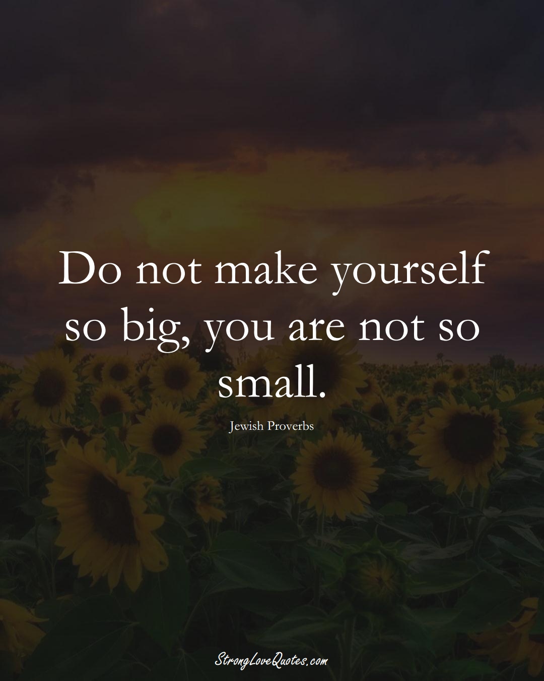 Do not make yourself so big, you are not so small. (Jewish Sayings);  #aVarietyofCulturesSayings