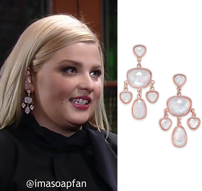 Amy Driscoll, Risa Dorken, Rose Gold Stone Chandelier Earrings, Charter Club, General Hospital, GH