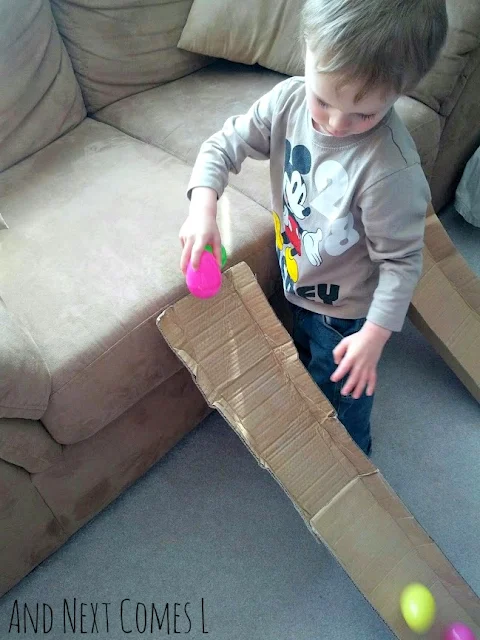 Cardboard ramps and wobbly Easter eggs from And Next Comes L