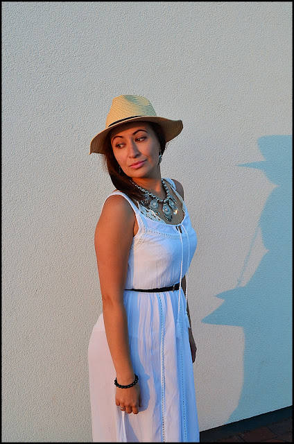 #phenomenalusboho #phenomenalus#phenomenaluschallenge, Adriana Style Blog, biała maxi, blog modowy Puławy, Boho, Fashion, Hat, koturny, moda, Styl, Style, Wedges, white maxi dress