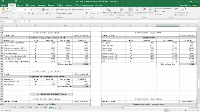 EXCEL POUR ETUDE DE PRIX DETAIL