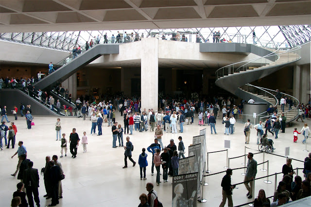 Under the pyramid, Pyramide du Louvre by I. M. Pei, Musée du Louvre, Paris