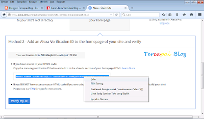 Cara Claim dan Verifikasi Blog di Situs Alexa Terbaru Gratis