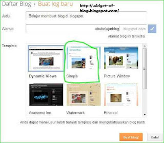 menulis nama blog, isi artikel dan memilih template blogspot