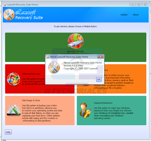 Version 4.2.3 de Lazesoft Recovery Suite Home