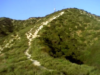 Steep section of the trail between the Brand Library and Mt. Thom