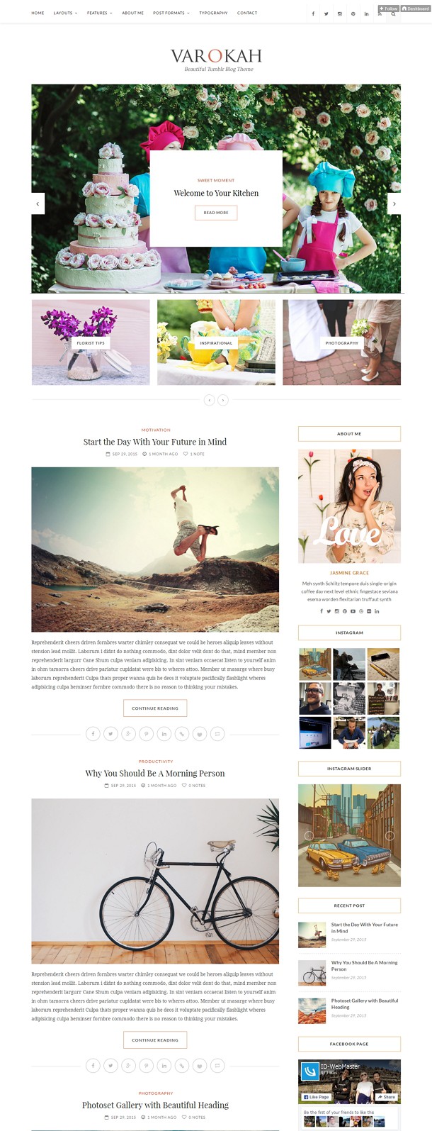 Varokah Clean Design Personal Tumblr Blog Theme