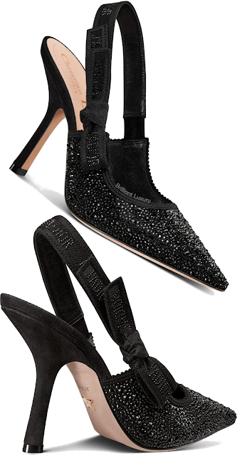 ♦Dior J'Adior slingback pumps in black cotton embroidered with strass #dior #shoes #black #brilliantluxury