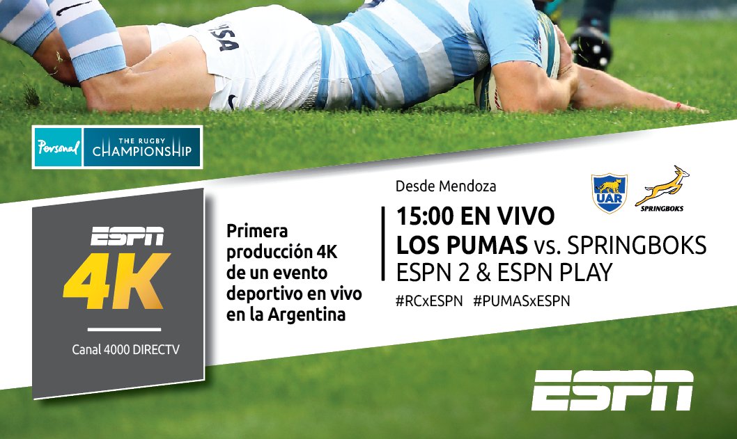  Argentina - Sudáfrica (en vivo, Rugby Championship, ESPN 2)