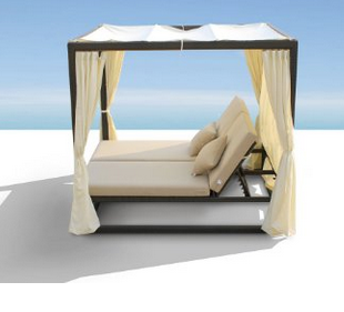 Renava Redondo Patio Canopy Day Bed with Dual Adjustable Backrests, Outdoor Daybeds, Outdoor Furniture, Outdoor Patio Daybeds, Outdoor Patio Daybeds With Curtains, 