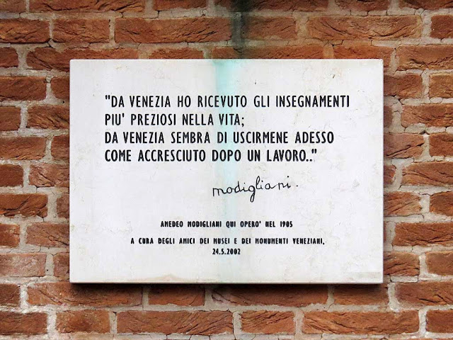 Plaque about Modigliani, Venice