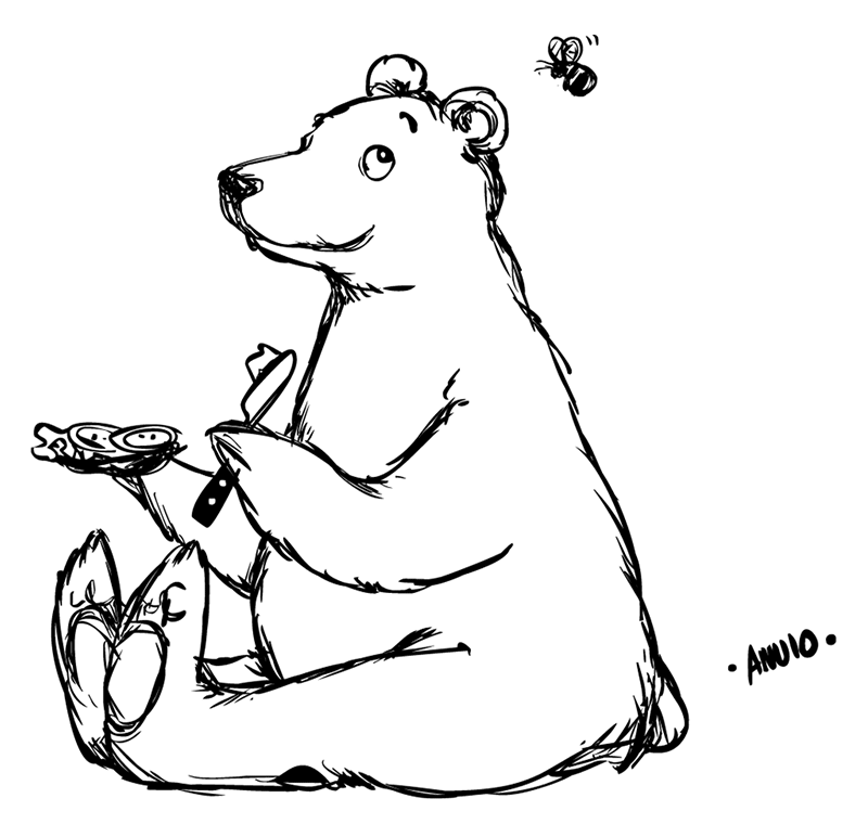 Doodle Limbo Bear Eating Sandwich