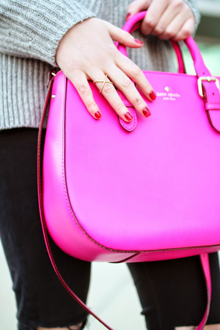 boston style blogger, blogger style, on the blog, gap boyfriend sweater, top shop jamie moto jeans, kate spade satchel in pink, ray-ban aviators in purple, via spiga fedora booties