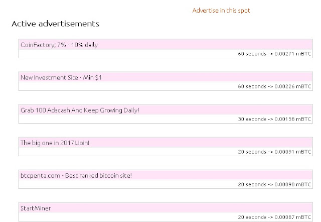 tabla de anuncios en bitsforclicks