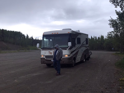 Rained all day / We are at a rest stop here for lunch 