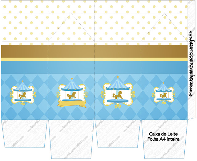 Carousel in Light Blue: Free Printable Boxes.