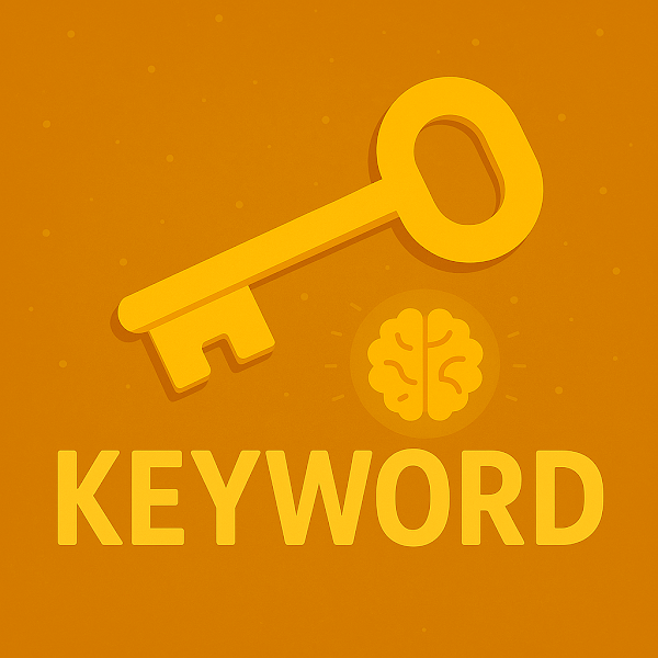 황금 열쇠와 함께 'KEYWORD'라고 적힌 텍스트, 황금 키워드의 중요성을 상징