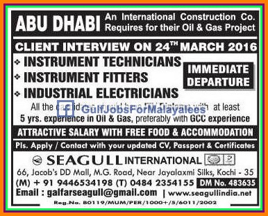 Oil & Gas Project Abudhabi job vacancies