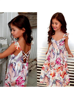 Girls Floral Ruffled Sleeve Maxi Dress