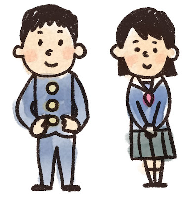 高校生・中学生のイラスト「学ランとセーラー服」