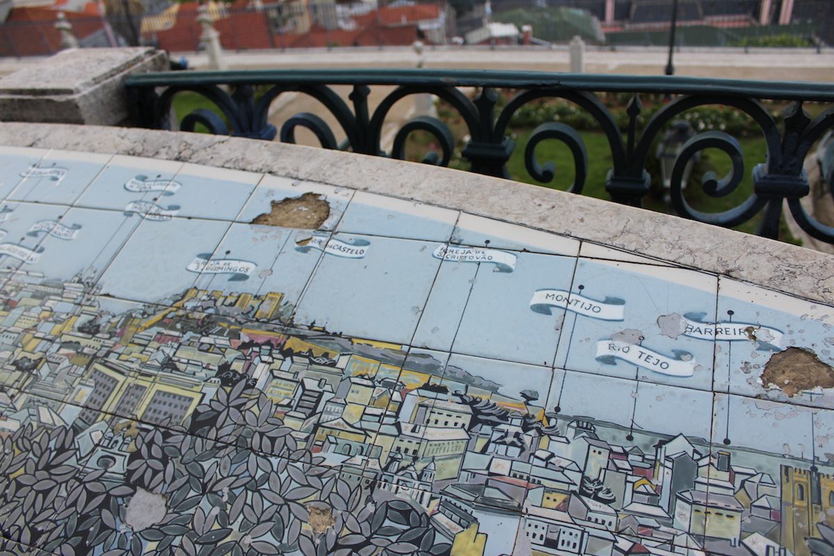 Miradouro Sao Pedro Alcantara view lisbon Blick Aussicht Lissabon Rooftop Castelo Brücke