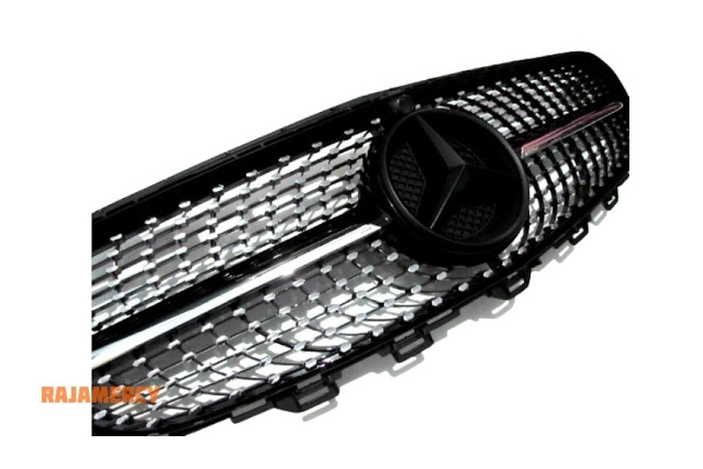 Grill Mercedes Benz E-Class W213 - Diamond Style - Warna Black Chrome (Dengan Lubang Kamera)