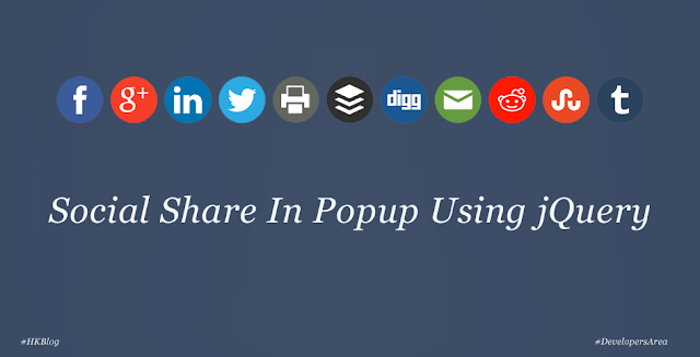 Social Share In Popup Using jQuery