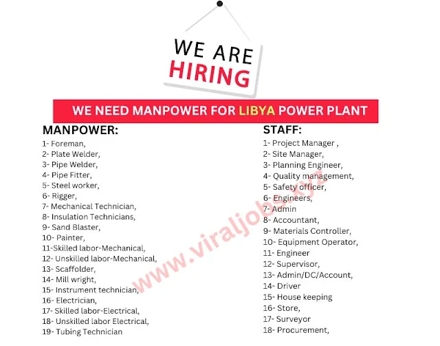 WE NEED MANPOWER FOR LIBYA POWER PLANT