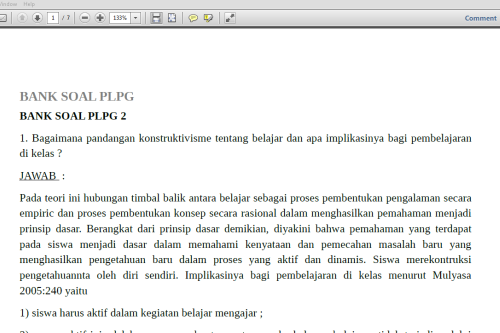 Jawaban Dan Soal Ujian Tulis Plpg Sertifikasi Guru