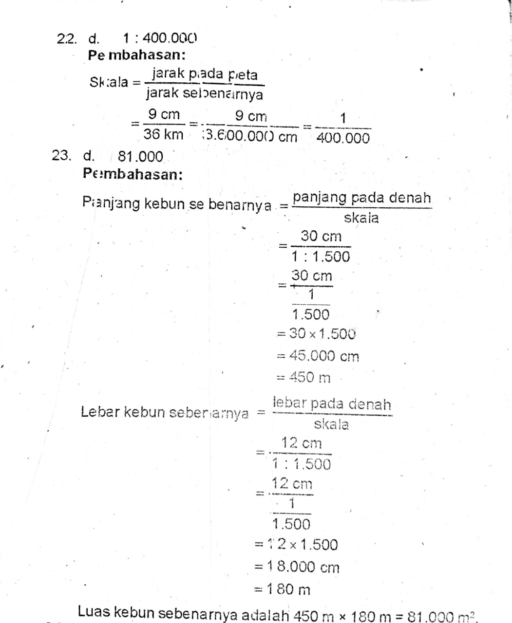 Kumpulan Soal dan Cara pengerjaannya Materi Perbandingan - Skala kelas 5 SD