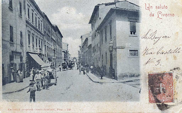 Cartolina d'epoca, via Solferino, Livorno