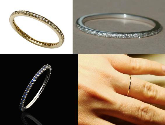  photos left to right top to bottom bead set diamond band white sapphire 